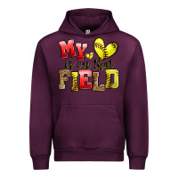 Mauve Wine my heart is on that field softball Urban Hoodie - Zillion Design Studio