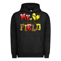 Pigment Black my heart is on that field softball Urban Hoodie - Zillion Design Studio
