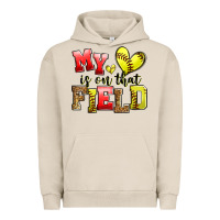Pigment French Oak my heart is on that field softball Urban Hoodie - Zillion Design Studio