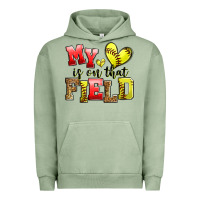Pigment Oil Green my heart is on that field softball Urban Hoodie - Zillion Design Studio