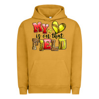 Pigment Peanut Butter my heart is on that field softball Urban Hoodie - Zillion Design Studio