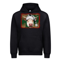Black christmas cow with background Urban Hoodie - RanaPortraitStore