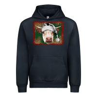 Navy christmas cow with background Urban Hoodie - RanaPortraitStore