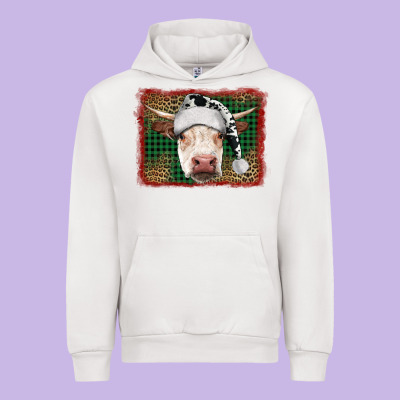 Christmas Cow With Background Urban Hoodie Designed By Ranaportraitstore