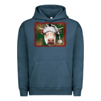 Pigment Midnight Navy christmas cow with background Urban Hoodie - RanaPortraitStore