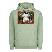Pigment Oil Green christmas cow with background Urban Hoodie - RanaPortraitStore