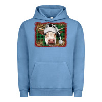 Pigment Pebble Blue christmas cow with background Urban Hoodie - RanaPortraitStore