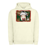 Pigment Pistachio christmas cow with background Urban Hoodie - RanaPortraitStore