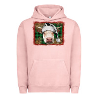 Pigment Salmon christmas cow with background Urban Hoodie - RanaPortraitStore