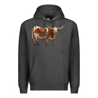 Charcoal Heather longhorn Premium Hoodie - RanaPortraitStore