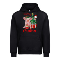 Black merry christmas pig Urban Hoodie - RanaPortraitStore