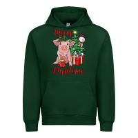 Forest Green merry christmas pig Urban Hoodie - RanaPortraitStore