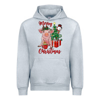 Heather Grey merry christmas pig Urban Hoodie - RanaPortraitStore