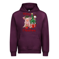 Mauve Wine merry christmas pig Urban Hoodie - RanaPortraitStore
