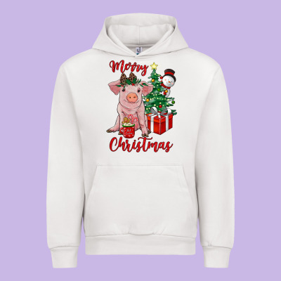 Merry Christmas Pig Urban Hoodie Designed By Ranaportraitstore