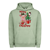 Pigment Oil Green merry christmas pig Urban Hoodie - RanaPortraitStore