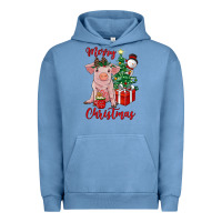 Pigment Pebble Blue merry christmas pig Urban Hoodie - RanaPortraitStore