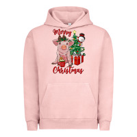 Pigment Salmon merry christmas pig Urban Hoodie - RanaPortraitStore