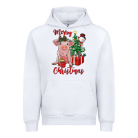White merry christmas pig Urban Hoodie - RanaPortraitStore