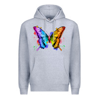 Heather Grey rainbow butterfly Premium Hoodie - Zillion Design Studio