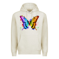 Oatmeal Heather rainbow butterfly Premium Hoodie - Zillion Design Studio