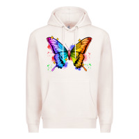 Pale Pink rainbow butterfly Premium Hoodie - Zillion Design Studio