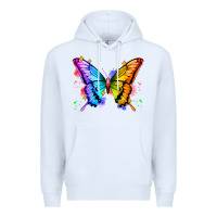 White rainbow butterfly Premium Hoodie - Zillion Design Studio