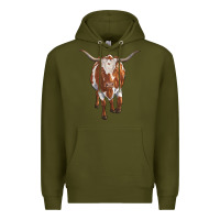 Army Green longhorn cow Premium Hoodie - RanaPortraitStore