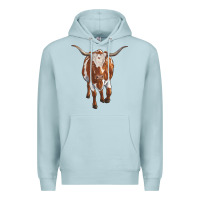 Blue Mist longhorn cow Premium Hoodie - RanaPortraitStore