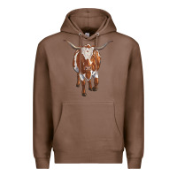 Chestnut longhorn cow Premium Hoodie - RanaPortraitStore