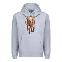 Heather Grey longhorn cow Premium Hoodie - RanaPortraitStore