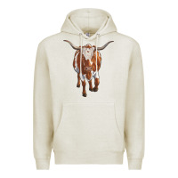 Oatmeal Heather longhorn cow Premium Hoodie - RanaPortraitStore