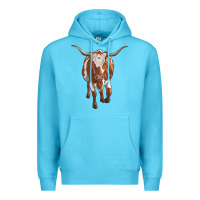 Ocean Blue longhorn cow Premium Hoodie - RanaPortraitStore