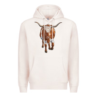 Pale Pink longhorn cow Premium Hoodie - RanaPortraitStore