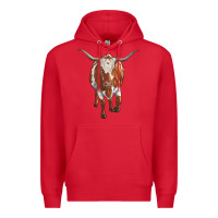 Red longhorn cow Premium Hoodie - RanaPortraitStore