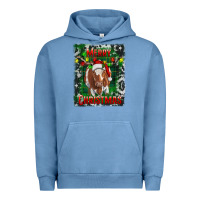 Pigment Pebble Blue merry christmas longhorn cow Urban Hoodie - RanaPortraitStore