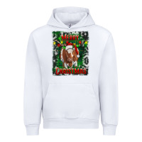 White merry christmas longhorn cow Urban Hoodie - RanaPortraitStore