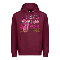 Burgundy Nobody Fights Alone Coffee Premium Hoodie - texasbilliewilder