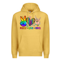 Antique Gold peace love rock Premium Hoodie - Zillion Design Studio