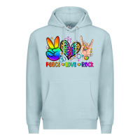 Blue Mist peace love rock Premium Hoodie - Zillion Design Studio