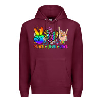 Burgundy peace love rock Premium Hoodie - Zillion Design Studio