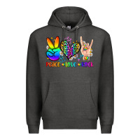 Charcoal Heather peace love rock Premium Hoodie - Zillion Design Studio