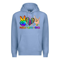 Colony Blue peace love rock Premium Hoodie - Zillion Design Studio