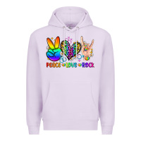 Lilac peace love rock Premium Hoodie - Zillion Design Studio