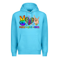 Ocean Blue peace love rock Premium Hoodie - Zillion Design Studio