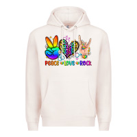 Pale Pink peace love rock Premium Hoodie - Zillion Design Studio