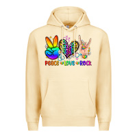 Peace Love Rock Premium Hoodie | Teevron