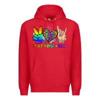 Red peace love rock Premium Hoodie - Zillion Design Studio