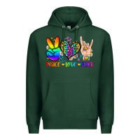 Sports Green peace love rock Premium Hoodie - Zillion Design Studio