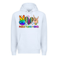 White peace love rock Premium Hoodie - Zillion Design Studio